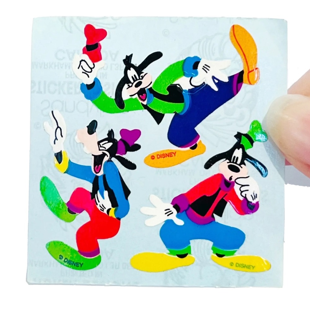 Sandylion Vintage Disney Goofy Stickers 1 Square Blue Paper Dog 1990s Red Green